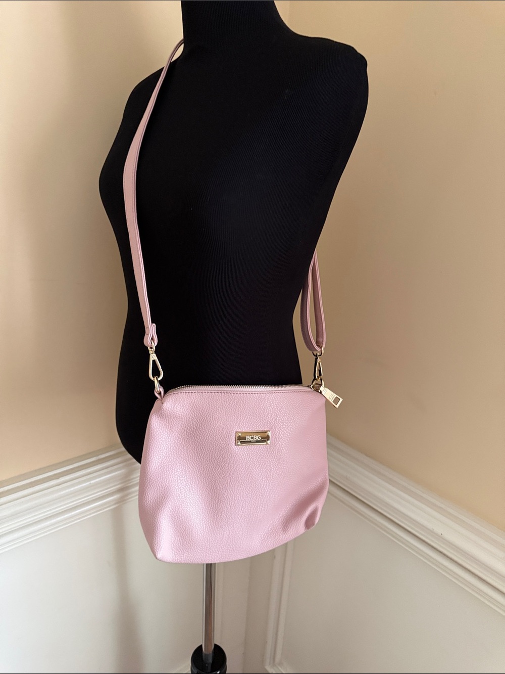 BCBG Pink Women's Crossbody‎ Bag with Gold Hardware
